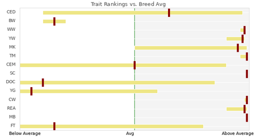 EPD profile of a per-head bred animal