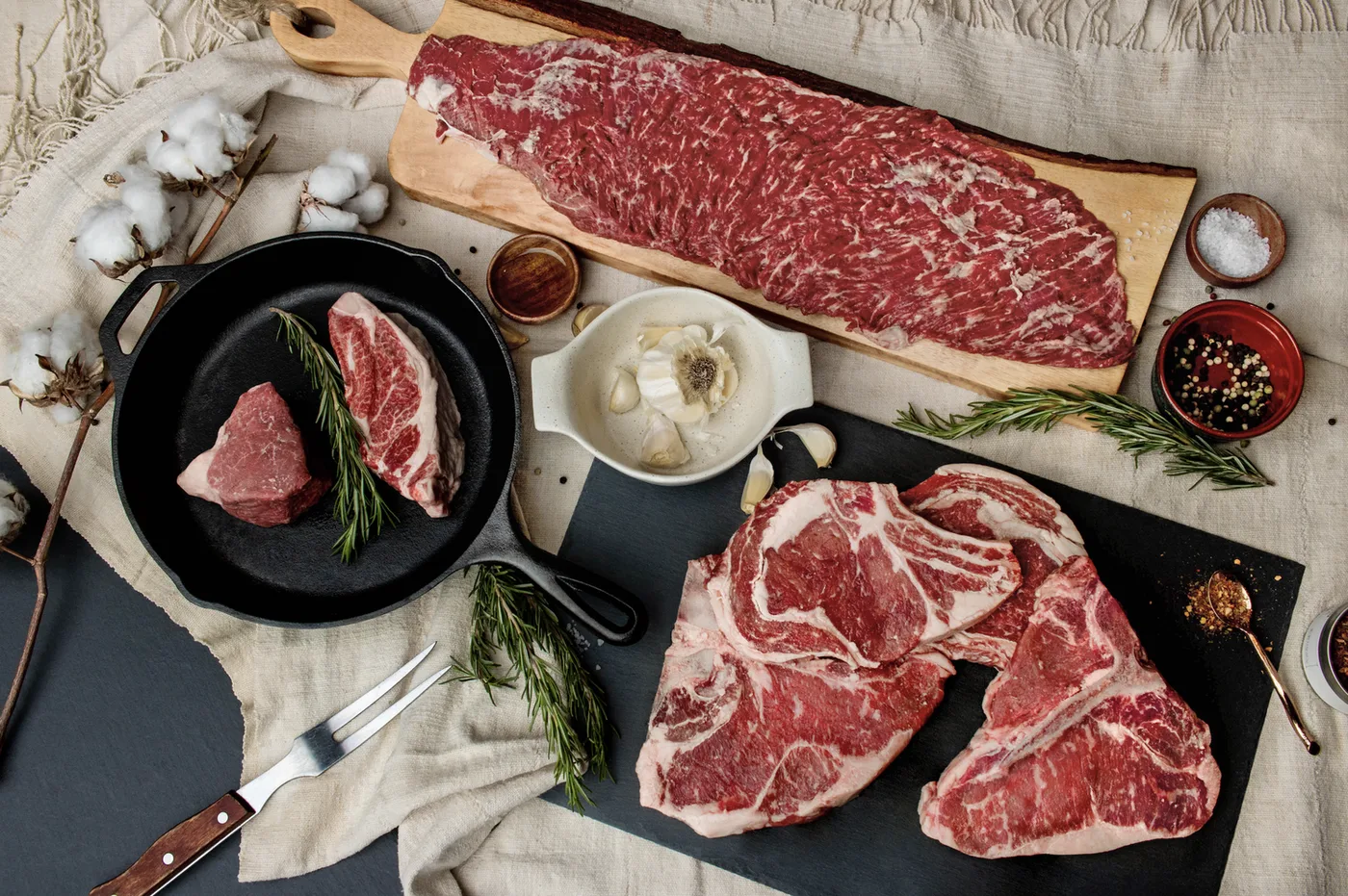 A marbled cut of beef